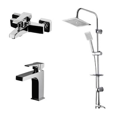 Newarc Aqua Krom Lavabo-Banyo Bataryası ve Sky Duş Ünitesi 3'lü Set 941521-941511-440453