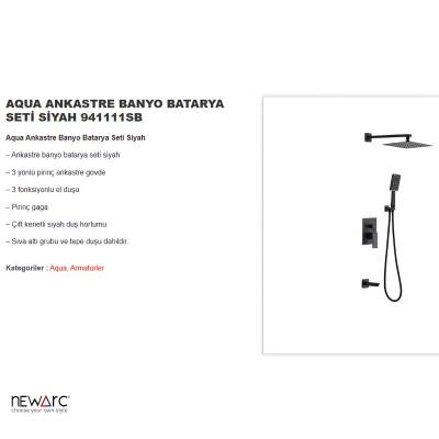 Newarc Aqua Siyah Ankastre Banyo Bataryası Set 941111SB - 2