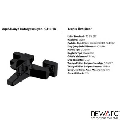 Newarc Aqua Siyah Banyo Bataryası  941511B - 3
