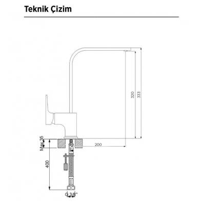 Newarc Aqua Siyah L Borulu Eviye Bataryası 941881LB - 5
