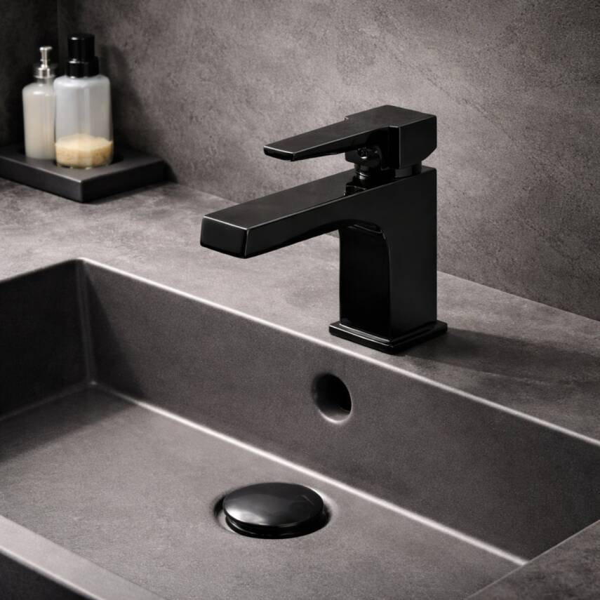 Newarc Aqua Siyah Lavabo Bataryası  941521B - 2