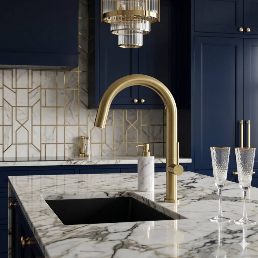 Newarc Bold Mat Gold Mutfak Eviye Bataryası 910738 - 1