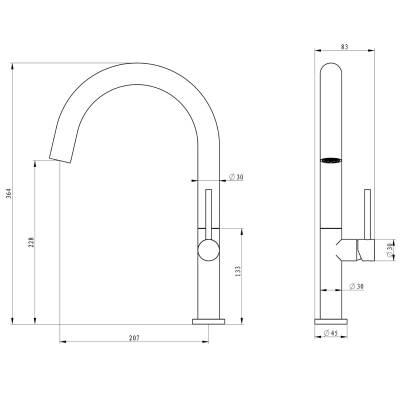 Newarc Bold Mat Siyah Mutfak Eviye Bataryası 910731B - 5