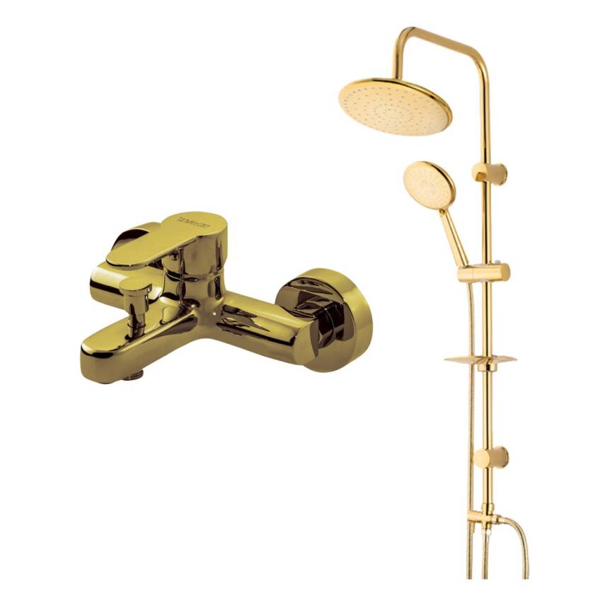 Newarc Domino Altın Banyo Bataryası ve Altın Duş Ünitesi 2'li Set 971518-440615G - 1
