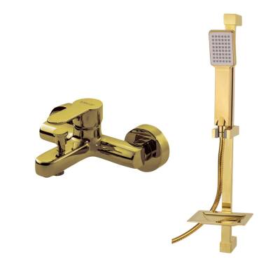 Newarc Domino Altın Banyo Bataryası ve Altın Sürgülü Üst Takımı 2'li Set 971518-431600
