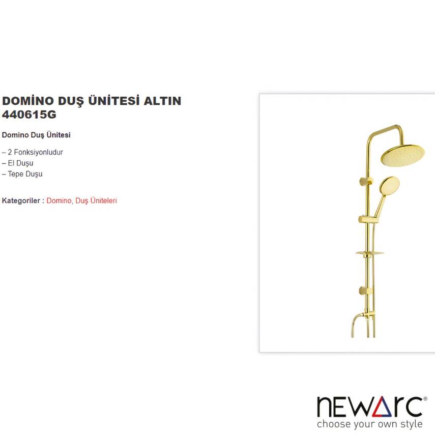 Newarc Domino Altın Duş Ünitesi 440615G - 2
