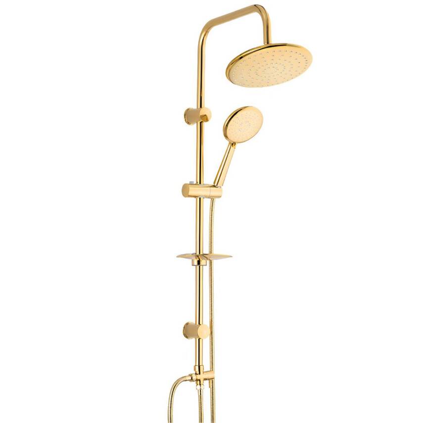 Newarc Domino Altın Lavabo-Banyo-Eviye Bataryası ve Altın Duş Ünitesi 4'lü Set 971528-971518-971538-440615G - 2