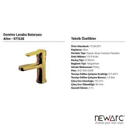 Newarc Domino Altın Lavabo Bataryası 971528 - 3