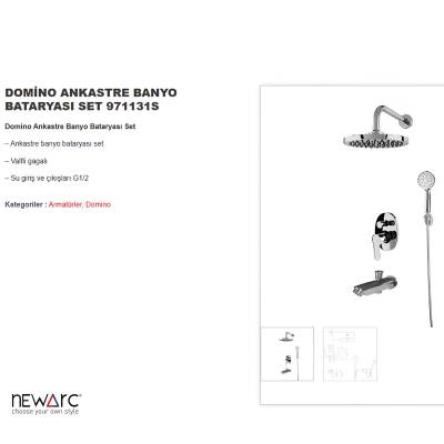 Newarc Domino Krom Ankastre Banyo Bataryası Set 971131S - 2
