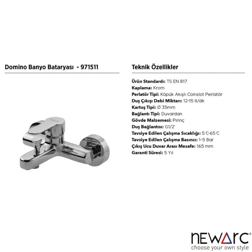 Newarc Domino Krom Banyo Bataryası 971511 - 3
