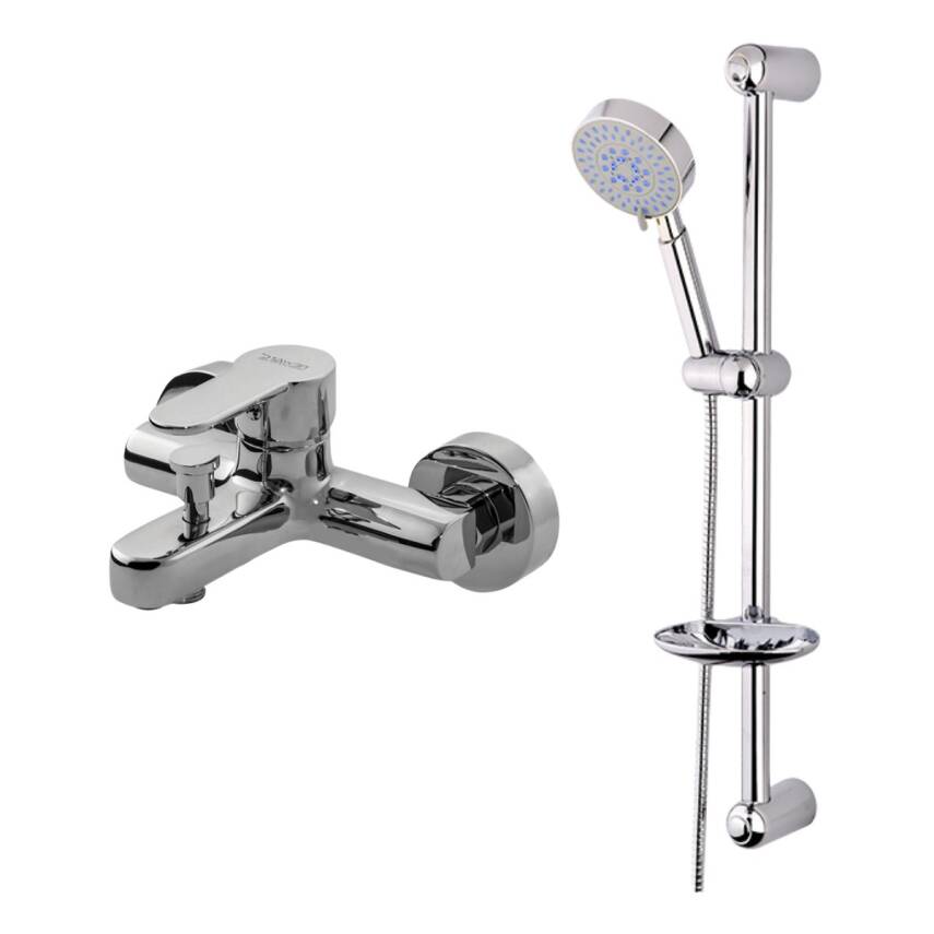 Newarc Domino Krom Banyo Bataryası ve Minline Sürgülü Üst Takımı 2'li Set 971511-430691 - 1