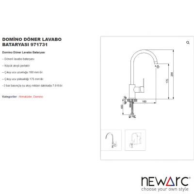 Newarc Domino Krom Döner Lavabo Bataryası 971731 - 2