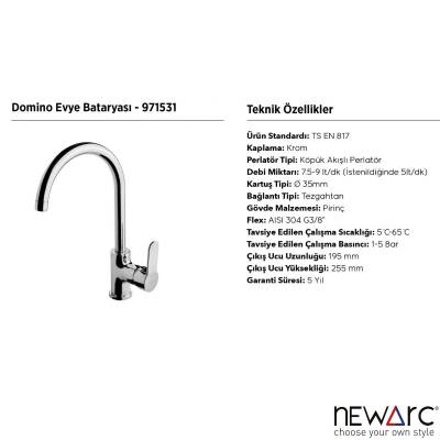 Newarc Domino Krom Eviye Bataryası 971531 - 3