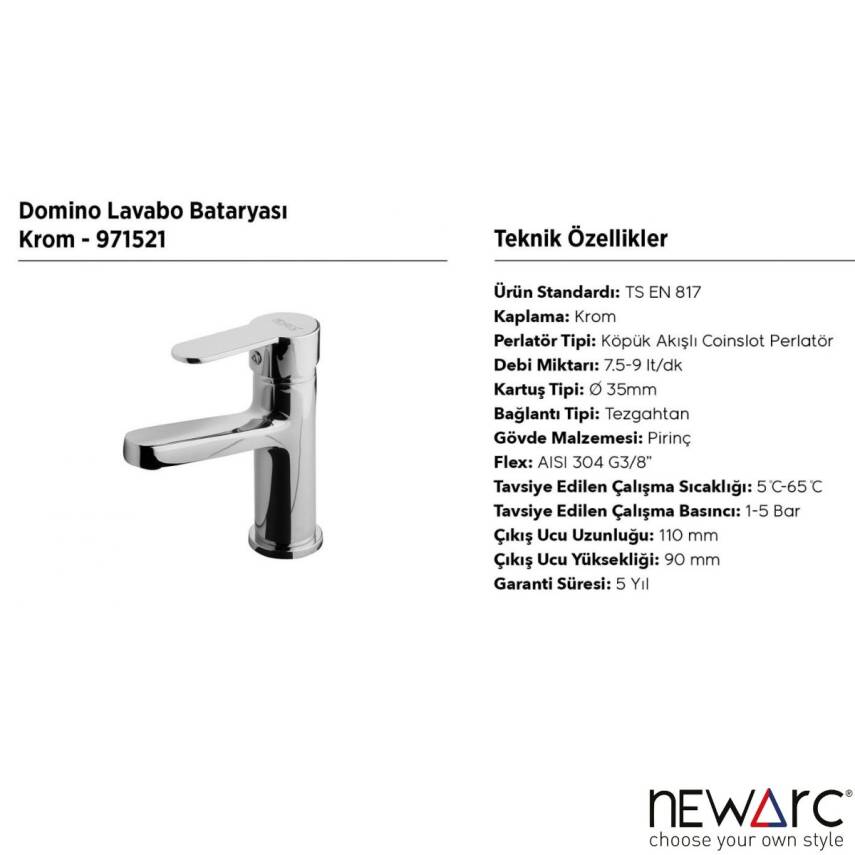 Newarc Domino Krom Lavabo Bataryası 971521 - 3