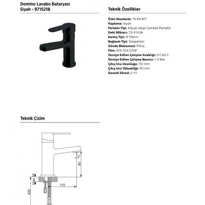 Newarc Domino Siyah Lavabo Bataryası 971521B - 2