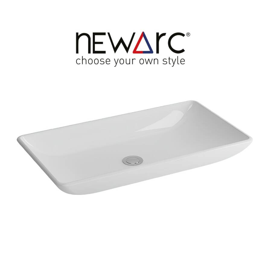 Newarc Domino Tezgâh Üstü Batarya Deliksiz Beyaz Lavabo 68x38 Cm 5019 (DOM.L070) - 4