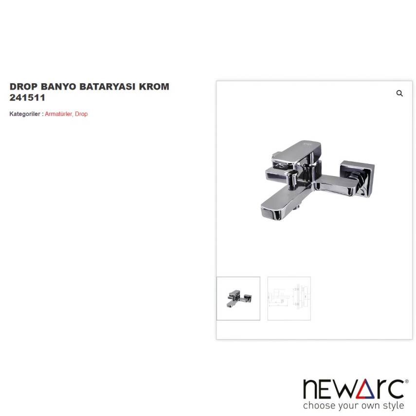 Newarc Drop Krom Banyo Bataryası 241511 - 2