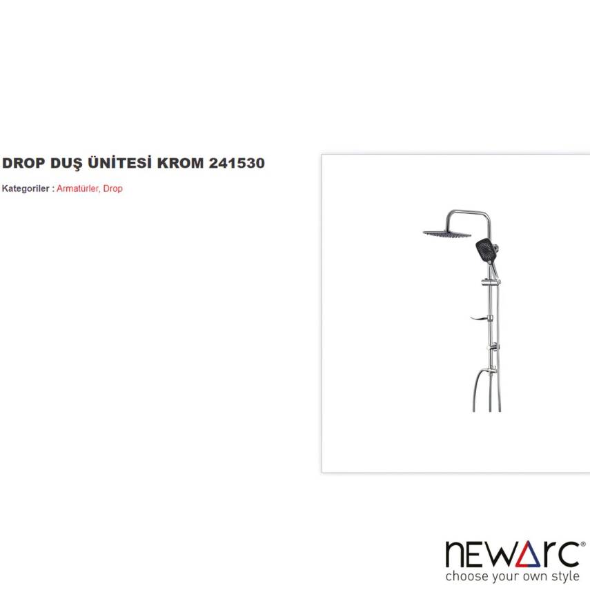 Newarc Drop Krom Duş Ünitesi 241530 - 2