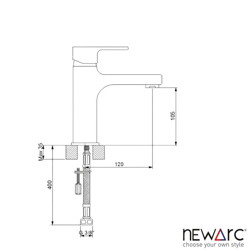 Newarc Drop Krom Lavabo Bataryası 241521 - 3