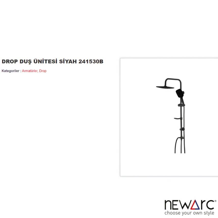 Newarc Drop Siyah Duş Ünitesi 241530B - 2
