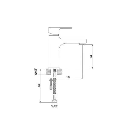 Newarc Drop Siyah Lavabo Bataryası 241521B - 2