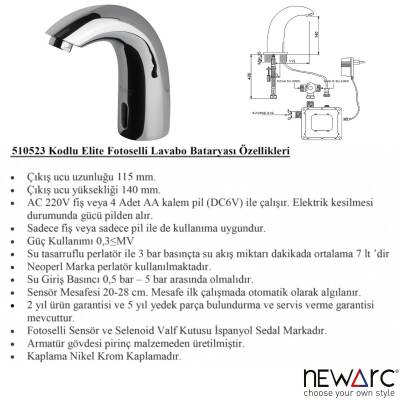 Newarc Elite Fotoselli Krom Lavabo Bataryası 510523 - 3