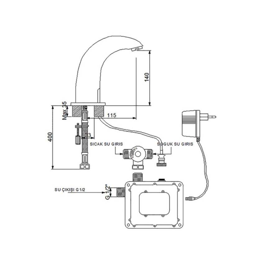 Newarc Elite Fotoselli Krom Lavabo Bataryası 510523 - 4