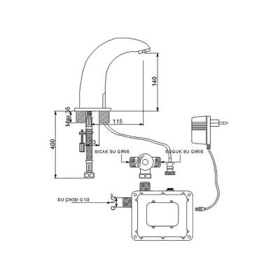 Newarc Elite Fotoselli Siyah Lavabo Bataryası 510523B - 4