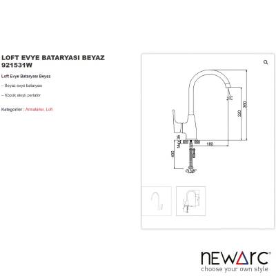 Newarc Loft Beyaz Eviye Bataryası 921531W - 2