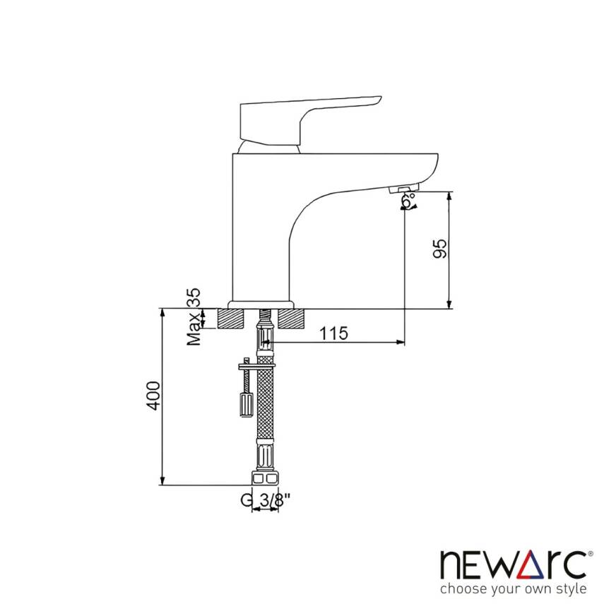 Newarc Loft Beyaz Lavabo Bataryası 921521W - 4
