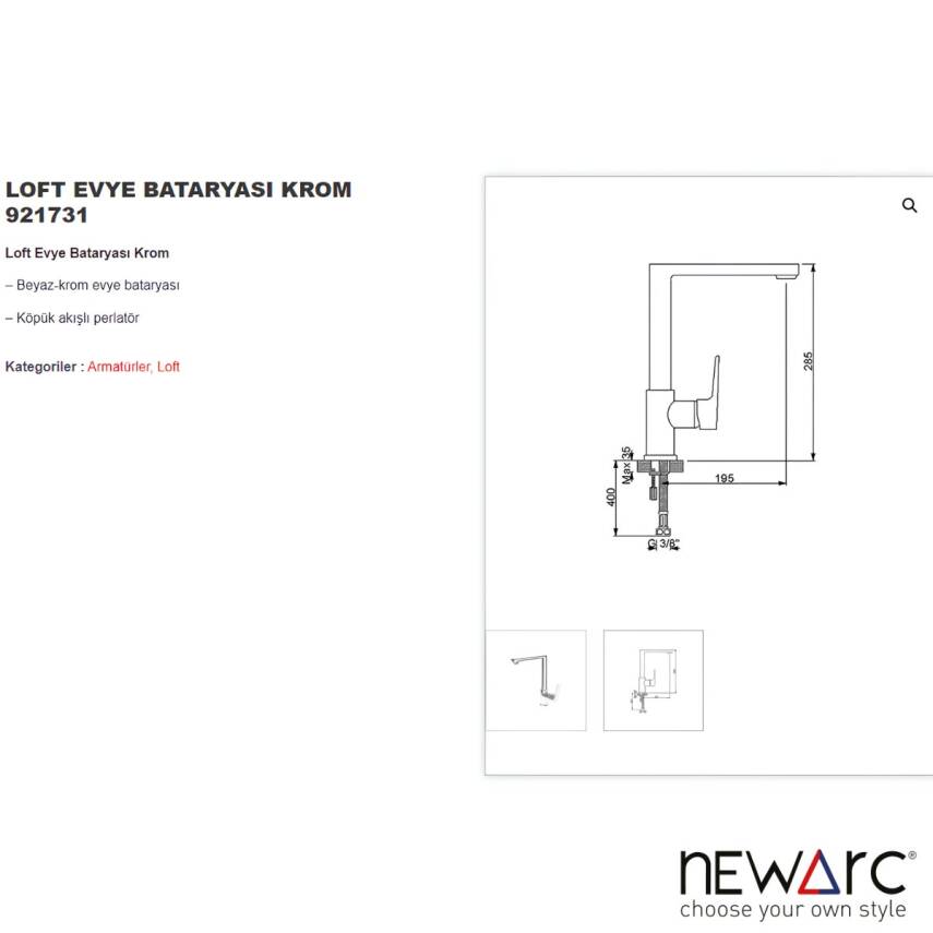 Newarc Loft Krom Eviye Bataryası 921731 - 2