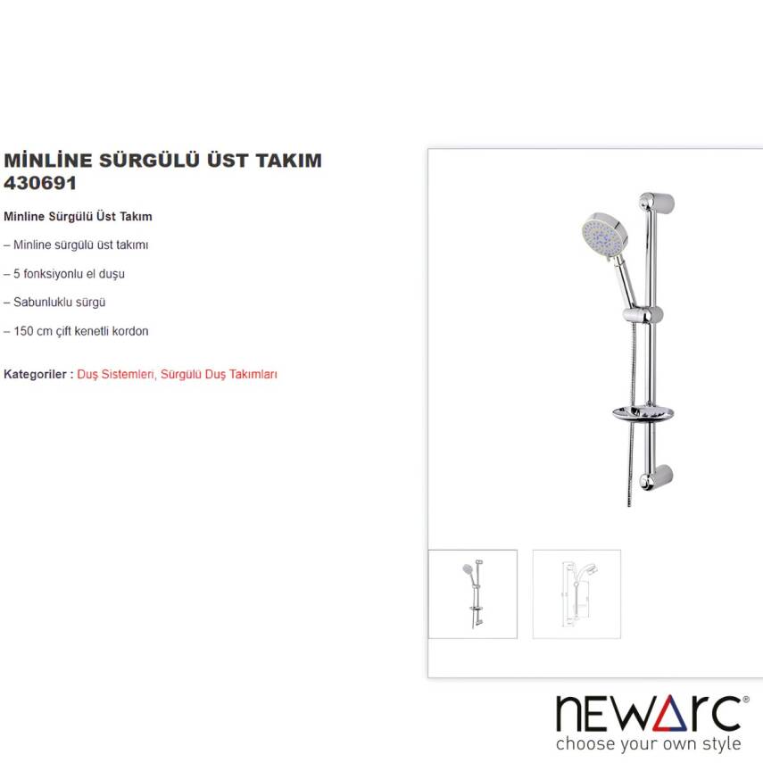 Newarc Minline Krom Banyo Üst Takımı 430691 - 2
