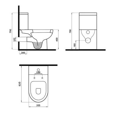 Newarc Modern Kanallı Beyaz Duvara Sıfır Klozet Takımı MOD.K022, Nkp Yavaş Kapak - 5