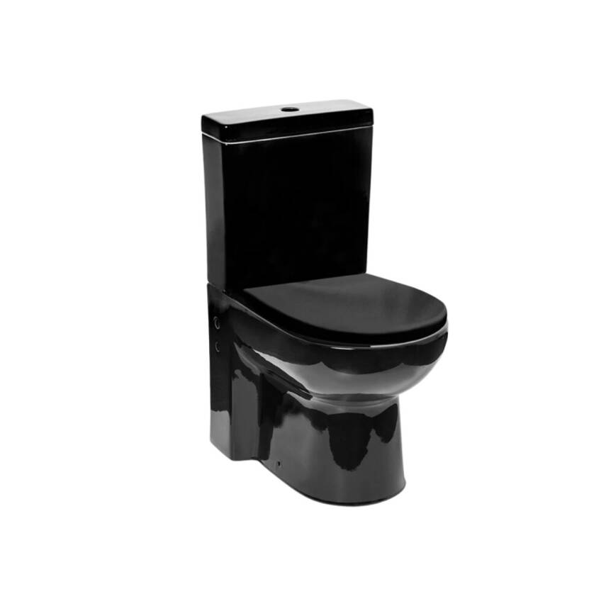 Newarc Modern Kanallı Parlak Siyah Duvara Sıfır Klozet Takımı MOD.K022B, Newarc Modern Duroplast Yavaş Kapak - 1