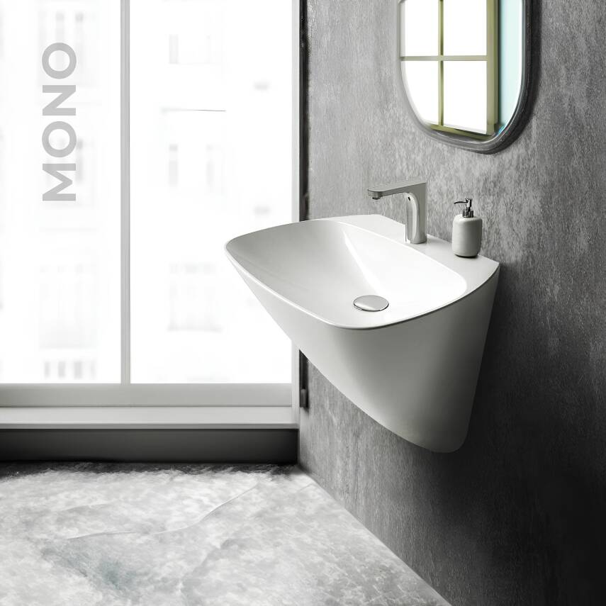 Newarc Mono Monoblok Beyaz Delikli Lavabo 50x46 Cm 3818 (MOD.L050) - 2