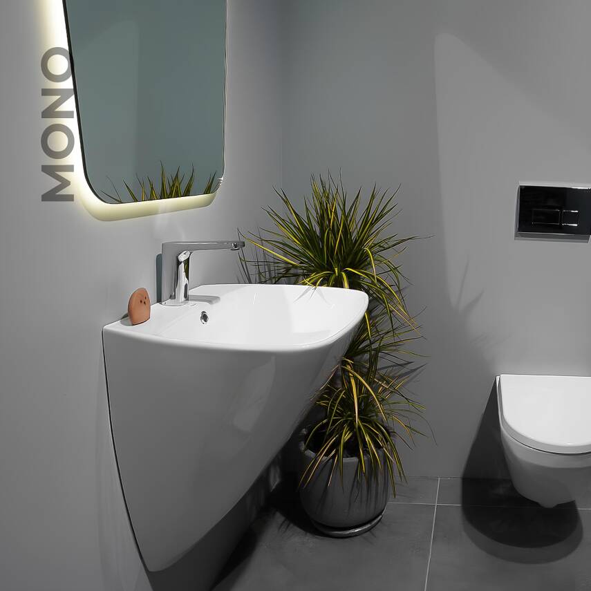Newarc Mono Monoblok Beyaz Delikli Lavabo 50x46 Cm 3818 (MOD.L050) - 3