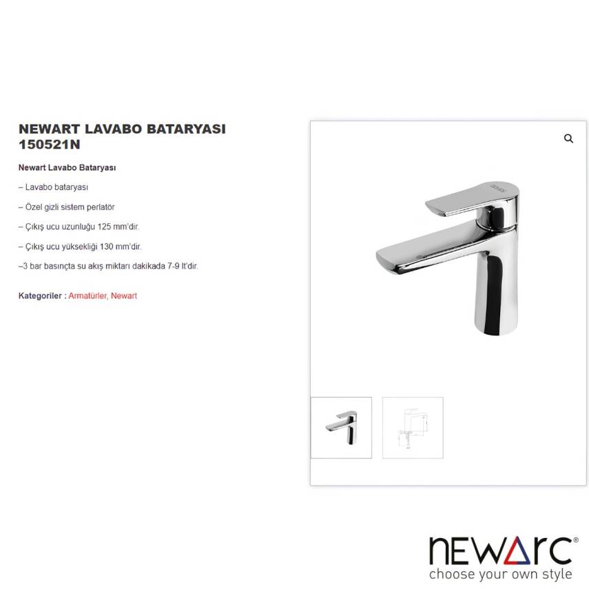 Newarc Newart Krom Lavabo Bataryası 150521N - 2