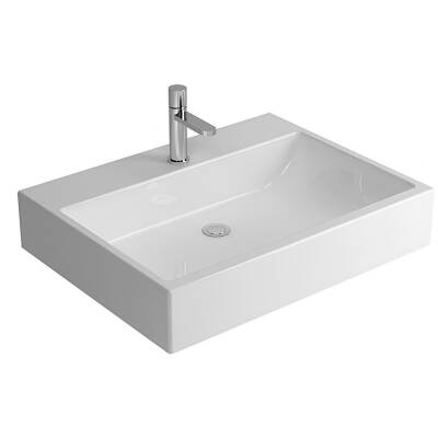Newarc Power Dikdörtgen Batarya Delikli Beyaz Lavabo 60x46 Cm 4800 (POW.L060)