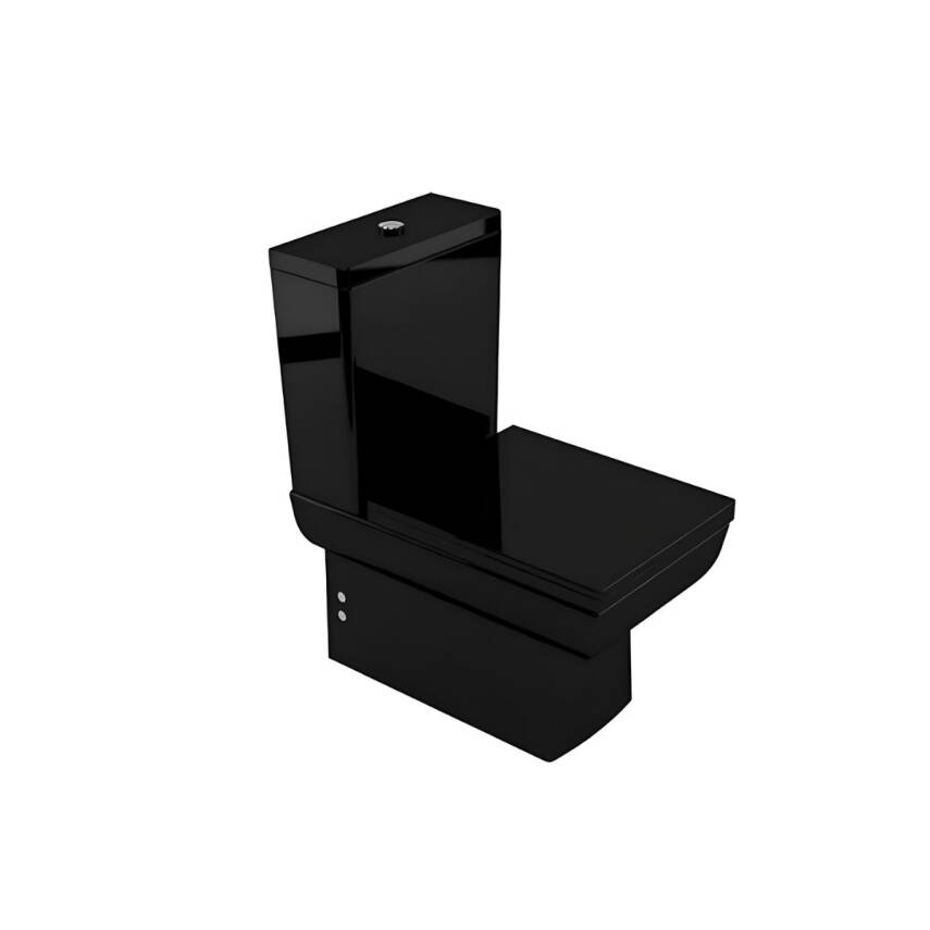 Newarc Power Kanallı Parlak Siyah Duvara Sıfır Klozet Takımı POW.K022B, Newarc Power Duroplast Yavaş Kapak - 1