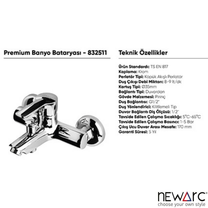 Newarc Premium Krom Banyo Bataryası 832511 - 3