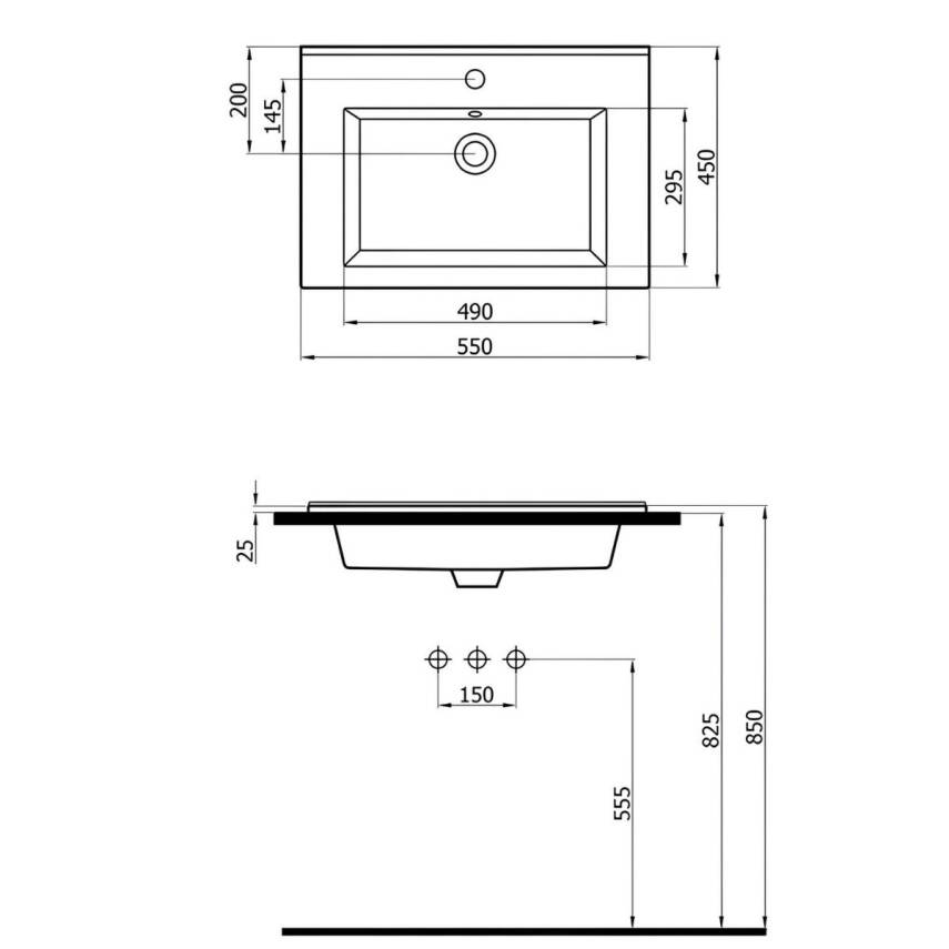 Newarc Silver Slim Tezgâh Üstü Batarya Delikli Beyaz Lavabo 55x45 Cm 501055 (SLM.L055) - 3