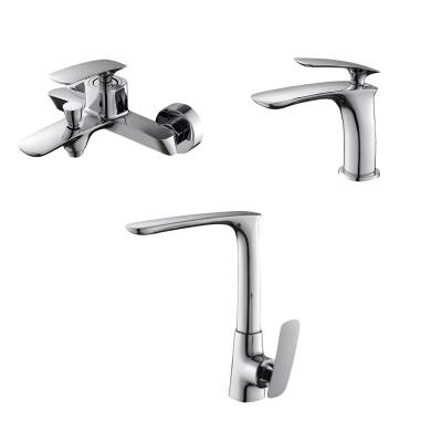 Newarc Slim Krom Lavabo-Banyo-Eviye Bataryası 3'lü Set 121521-121511-121531
