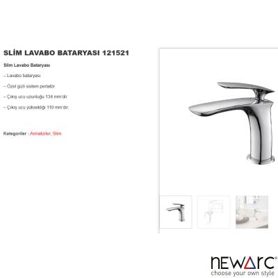 Newarc Slim Krom Lavabo Bataryası Krom 121521 - 3