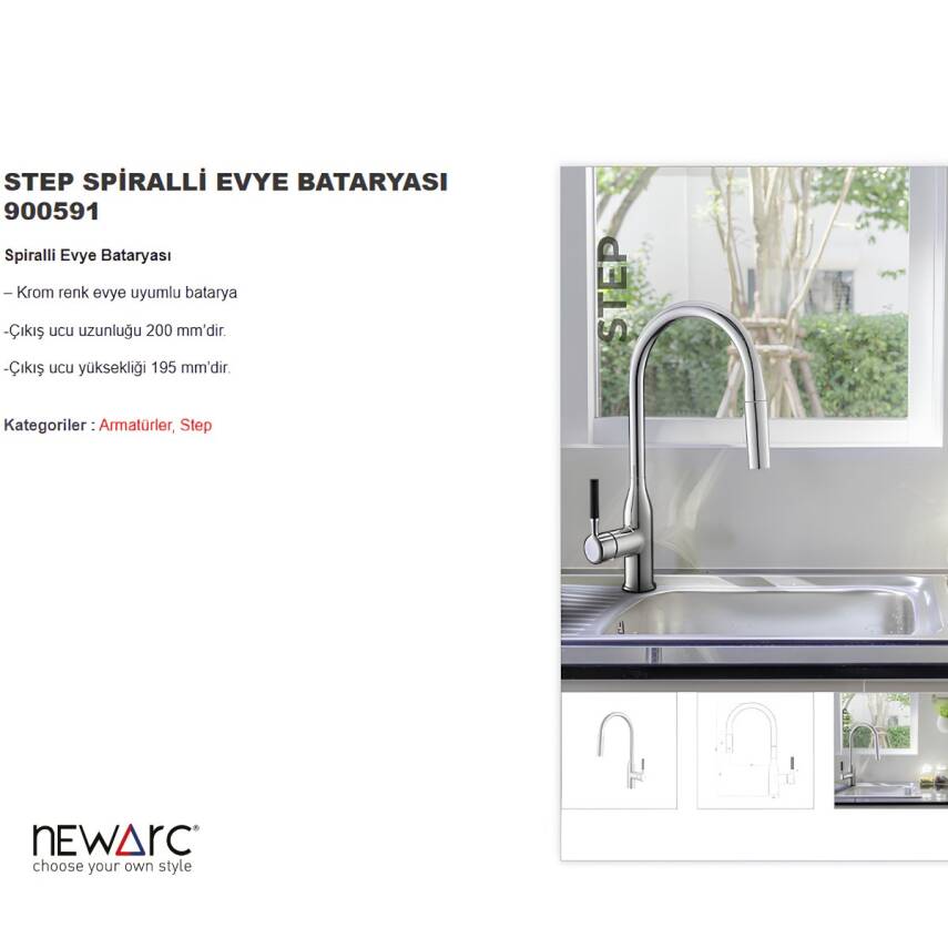Newarc Step Spiralli Krom Eviye Bataryası 900591 - 3