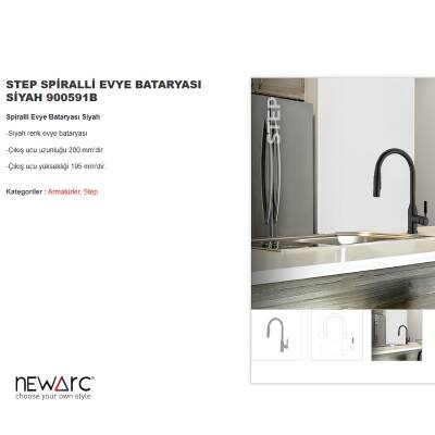 Newarc Step Spiralli Siyah Eviye Bataryası 900591B - 3