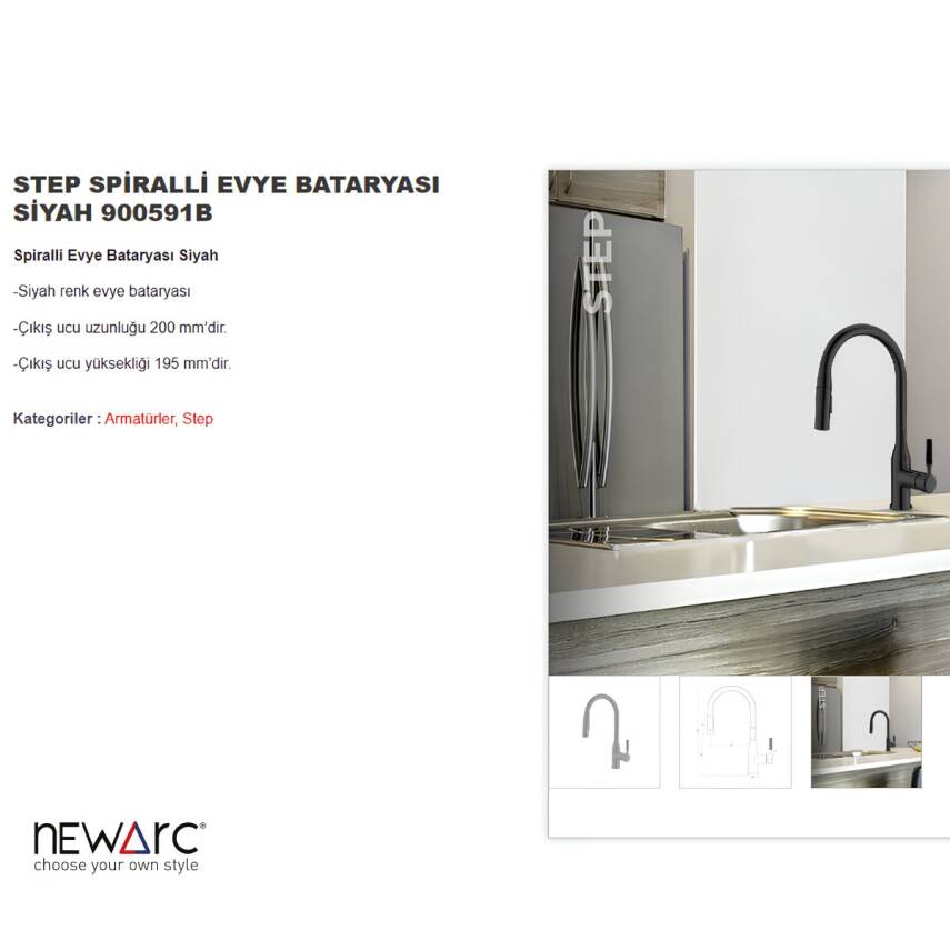 Newarc Step Spiralli Siyah Eviye Bataryası 900591B - 3