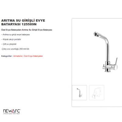 Newarc Su Arıtma Cihazı Girişli Krom Eviye Bataryası 125589N - 3