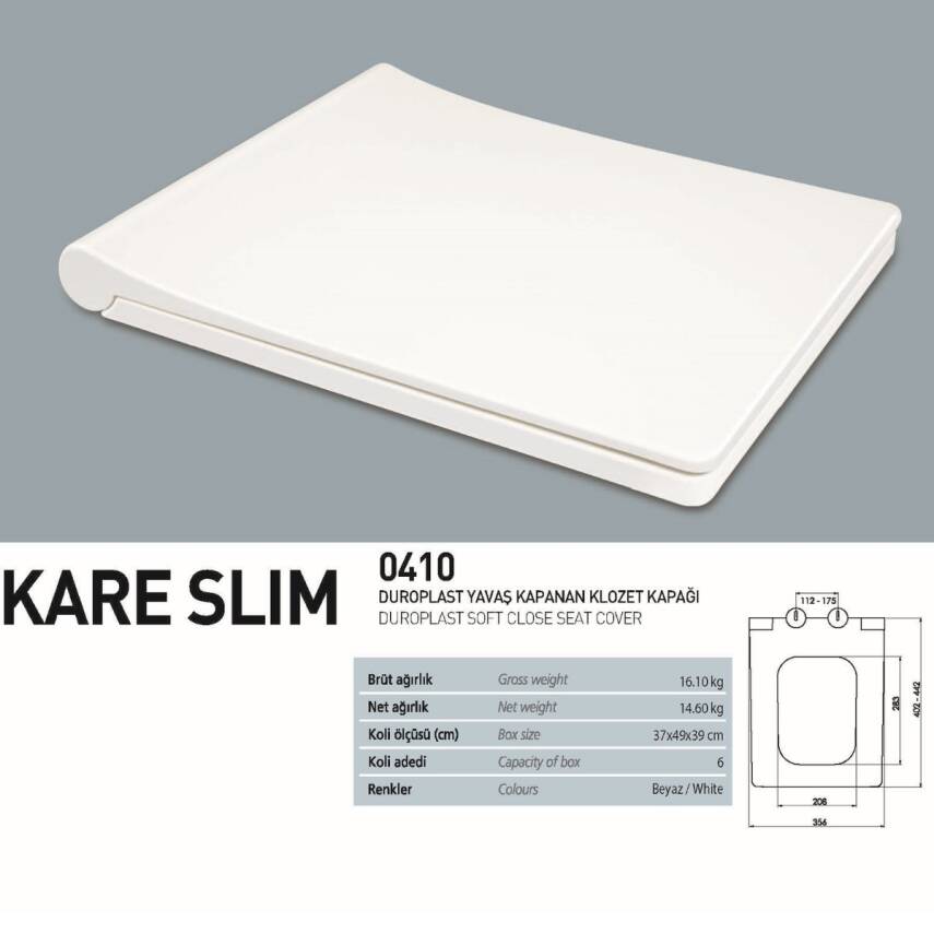 Nkp Kare Slim Duroplast Yavaş Kapanan Klozet Kapağı 0410 - 2