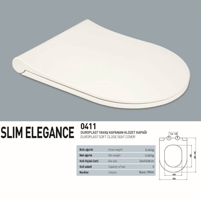 Nkp Slim Elegance Duroplast Yavaş Klozet Kapağı 0411 - 2