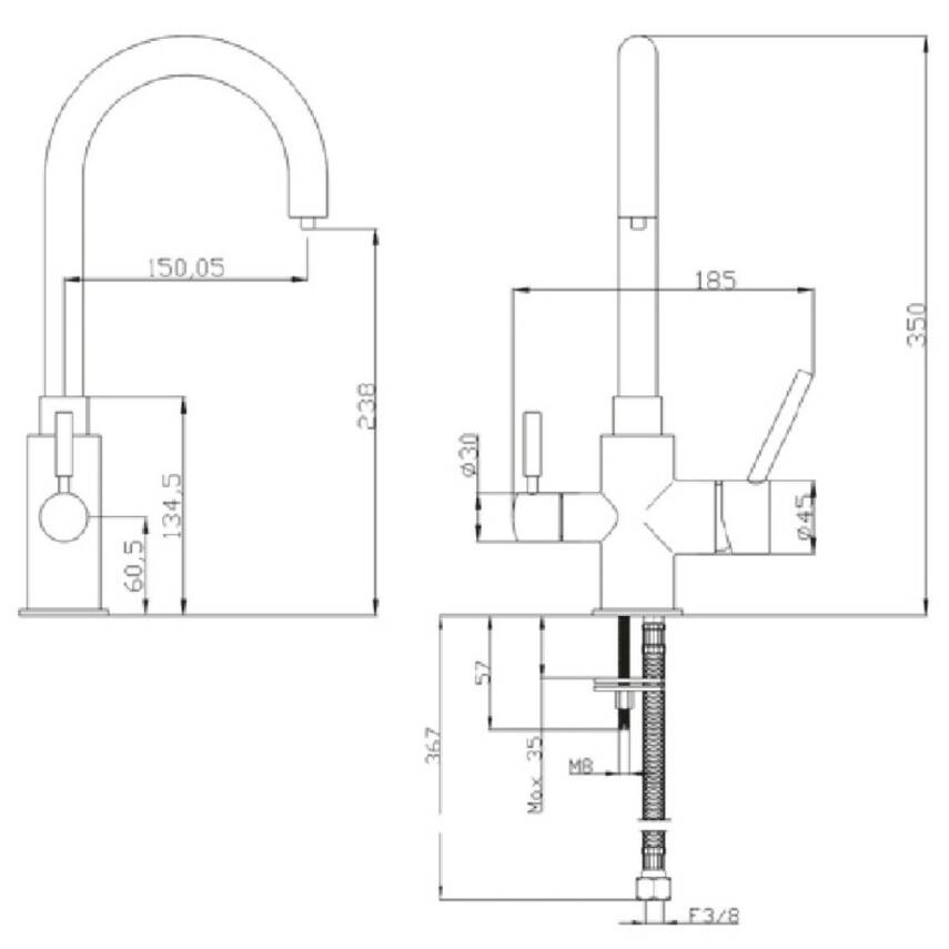 Penta May İçme Suyu Krom Eviye Bataryası 6535 - 2
